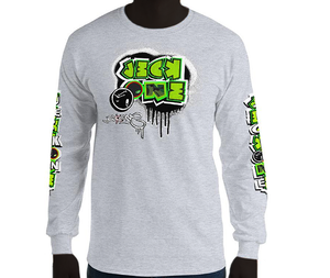 LONG SLEEVE TEE (uniSex): GreenNeonCamoDrip