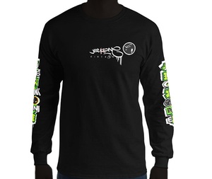 LONG SLEEVE TEE (uniSex): GreenNeonCamoDrip -flipped