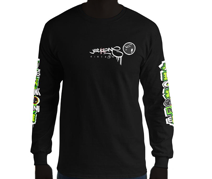 LONG SLEEVE TEE (uniSex): GreenNeonCamoDrip -flipped