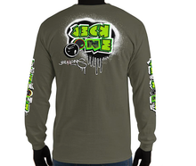 LONG SLEEVE TEE (uniSex): GreenNeonCamoDrip -flipped