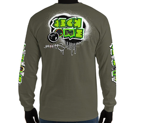 LONG SLEEVE TEE (uniSex): GreenNeonCamoDrip -flipped