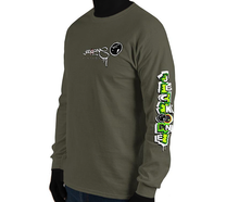 LONG SLEEVE TEE (uniSex): GreenNeonCamoDrip -flipped