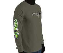 LONG SLEEVE TEE (uniSex): GreenNeonCamoDrip -flipped