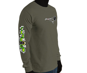 LONG SLEEVE TEE (uniSex): GreenNeonCamoDrip -flipped