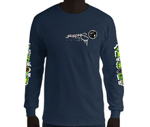 LONG SLEEVE TEE (uniSex): GreenNeonCamoDrip -flipped