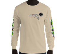 LONG SLEEVE TEE (uniSex): GreenNeonCamoDrip -flipped