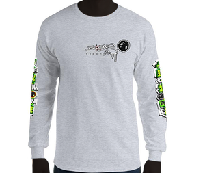 LONG SLEEVE TEE (uniSex): GreenNeonCamoDrip -flipped