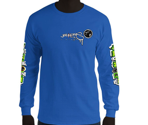 LONG SLEEVE TEE (uniSex): GreenNeonCamoDrip -flipped