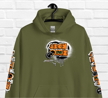 HOODIE (uniSex):  OrangeNeonCamoDrip  (upgraded classic)