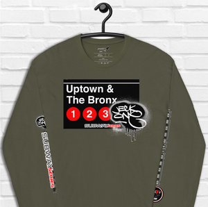 LONG SLEEVE TEE  (uniSex) : UPTOWN & THE BRONX -(2020 upgraded classic)